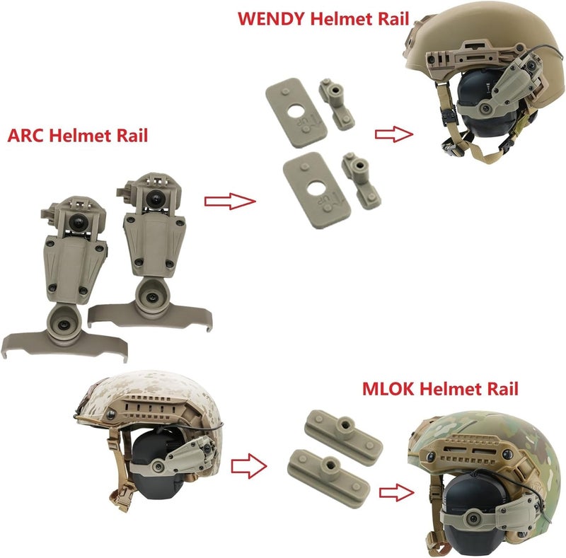 HEARFALCOM Tactical Helmet ARC Rail Adapter Accessories - Compatible with Walker's Razor Earmuffs - Image 2